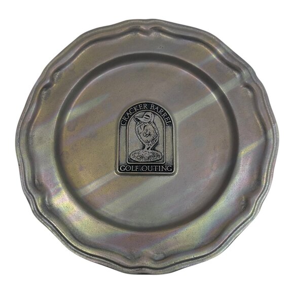 Vintage Cracker Barrel Golf Outing Memorabilia Carson Pewter Plate 10" USA - Picture 5 of 12